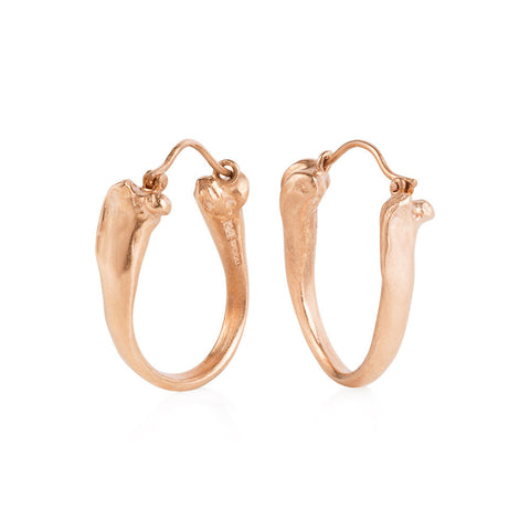 Rose Gold Magpie Bone Creole Earrings