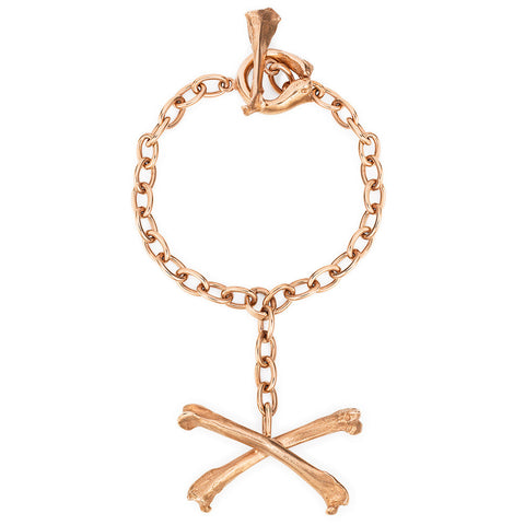 Rose Gold Magpie Crossbones Bracelet