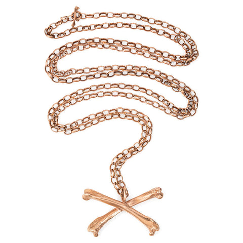 Rose Gold Magpie Crossbones Long Necklace