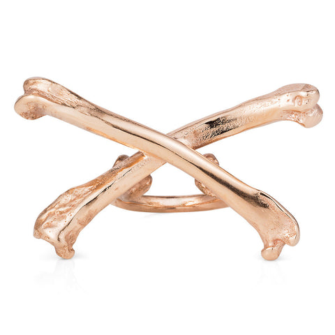 Rose Gold Magpie Crossbones Ring