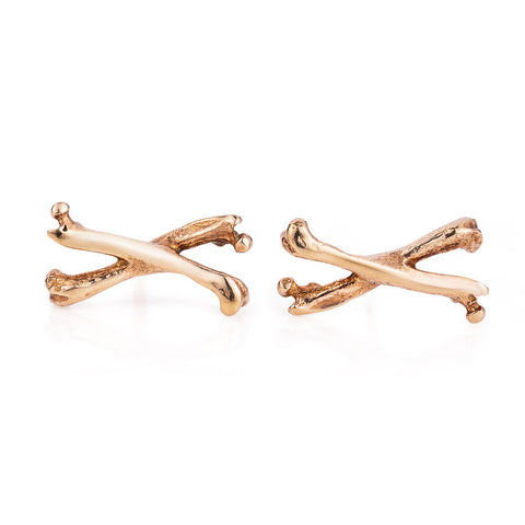 Rose Gold Little Crossbones Stud Earrings